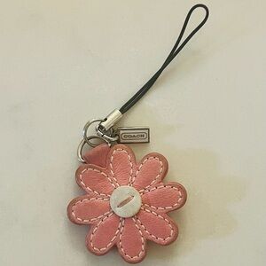Y2K Coach Pink & White Leather Daisy Keychain